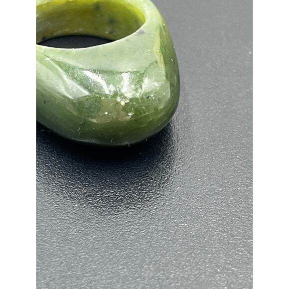 Stunning Natural Green Stone
Dome Ring with Dramatic Black Inclusions Sz 6.5 - Picture 7 of 14